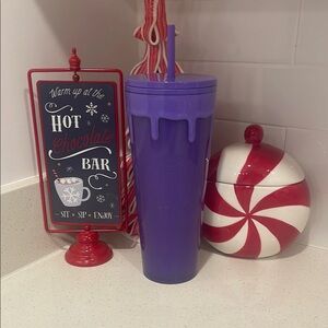 Purple Tumbler with Straw